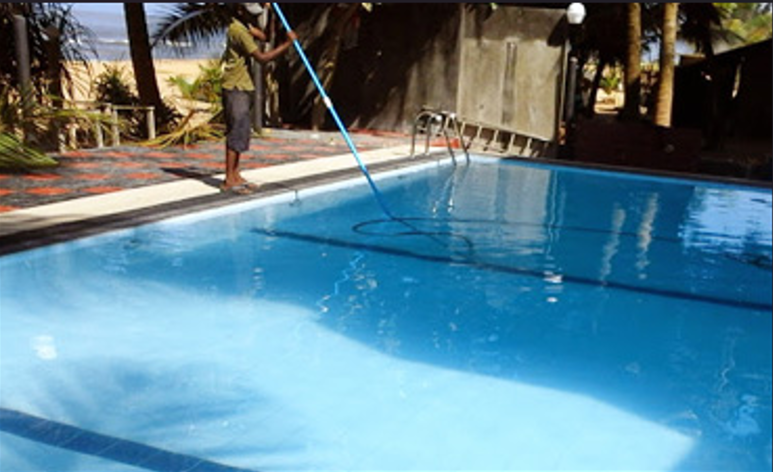 Team working on a pool renovation